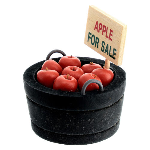 Verkaufskorb mit Äpfeln, Krippenzubehör, für 12 cm Krippe 2