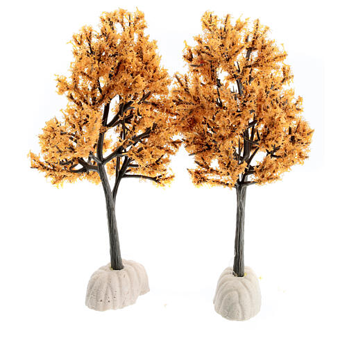 Baum mit orangefarbener herbstlicher Blattfärbung, Krippenzubehör, für 4-6 cm Krippe, 10 cm 3