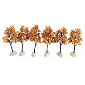 Árvore folhas cor laranja presépio 4-6 cm h real 10 cm