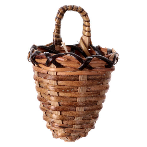 Wicker basket with straps for nativity scene 10 cm, height 5 cm 1