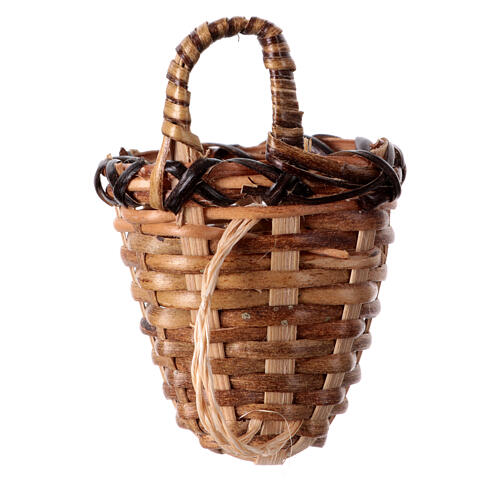 Wicker basket with straps for nativity scene 10 cm, height 5 cm 3