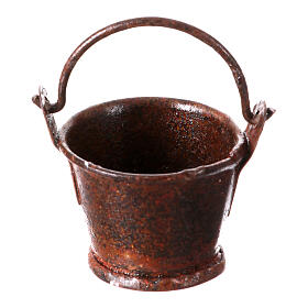 Rusty metal bucket for 10-12 cm Nativity Scene, 3x2x2 cm