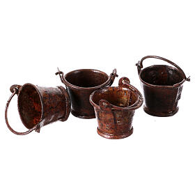 Rusty metal bucket for nativity scene 10-12 cm handle 3x2x2 cm