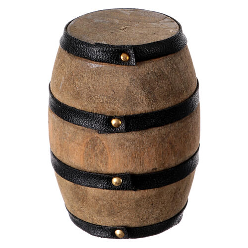 Holzfass mit schwarzen Beschlägen – Höhe 5 cm, Krippenzubehör für 10–12 cm Figuren-Serie 1