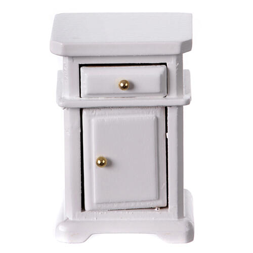 Night stand of white wood with real drawers for 12-14 cm Nativity Scene, 6x4x3 cm 1