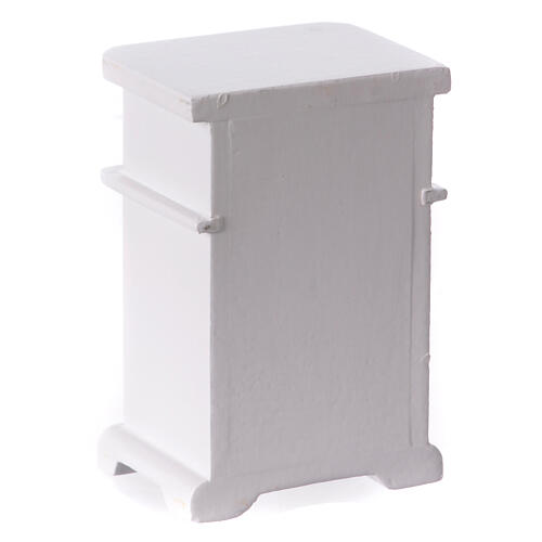 Mesa de cabeceira presépio 12-14 cm madeira branca com gavetas 6x4x3 cm 3