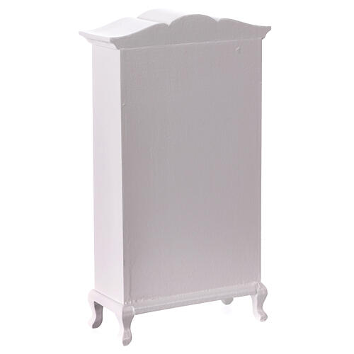 White wooden wardrobe with opening doors for 14 cm Nativity Scene, 15x10x5 cm 3
