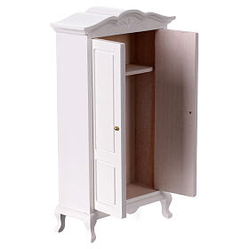 Garde-robe blanche crèche 14 cm bois portes ouvrantes 15x10x5 cm