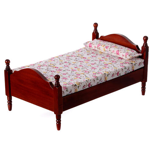 Doppelbett in Miniatur, 8,5 x 10 x 16,5 cm, für Krippen mit 12 cm Figuren-Serie 2