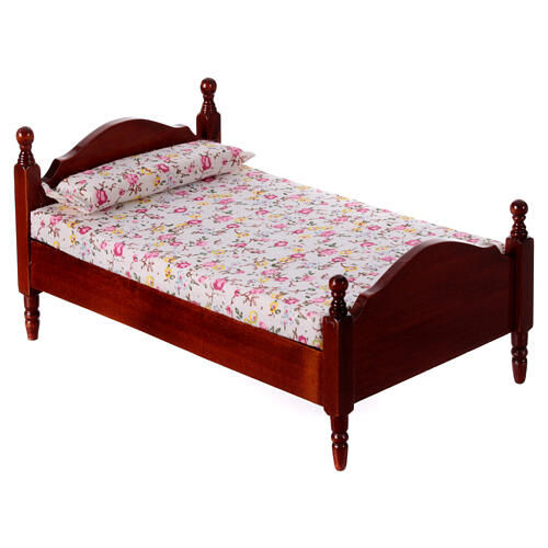 Doppelbett in Miniatur, 8,5 x 10 x 16,5 cm, für Krippen mit 12 cm Figuren-Serie 3