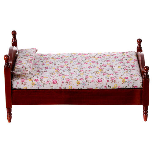 Doppelbett in Miniatur, 8,5 x 10 x 16,5 cm, für Krippen mit 12 cm Figuren-Serie 4