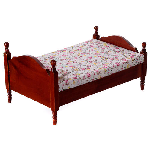 Doppelbett in Miniatur, 8,5 x 10 x 16,5 cm, für Krippen mit 12 cm Figuren-Serie 5