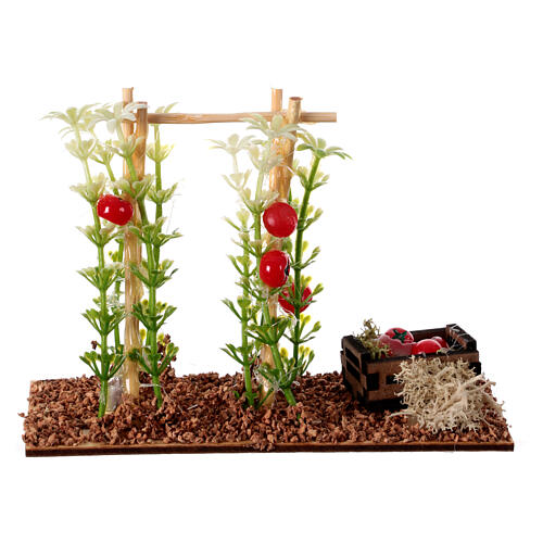 Setting with tomato plants and a box for 12 cm Nativity Scene, 10x12x5 cm 1