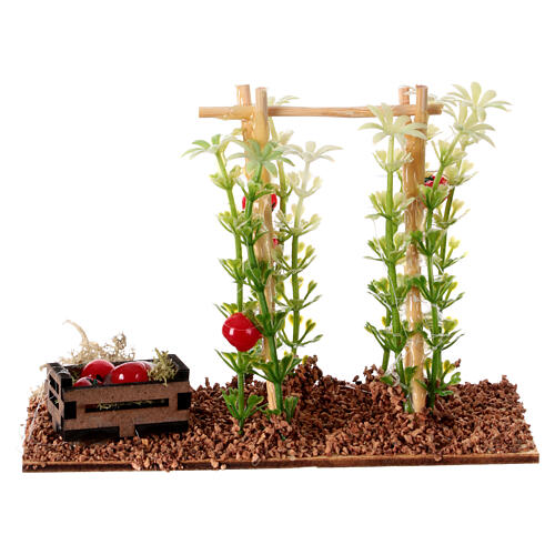 Setting with tomato plants and a box for 12 cm Nativity Scene, 10x12x5 cm 4