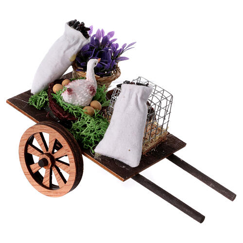 Seed poultry wagon nativity 10-12 cm wood 10x15x10 cm 3