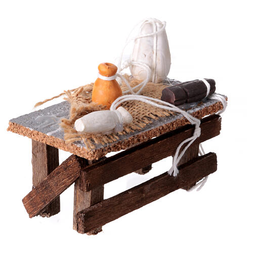 Markttisch für Krippe 10 cm mit Wurst und Käse 10×10×5 cm 3