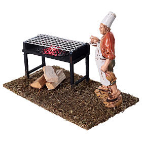 Grill with LED and figurine for 10-14 cm Nativity Scene, 10x15x10 cm