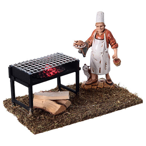 Grill with LED and figurine for 10-14 cm Nativity Scene, 10x15x10 cm 3