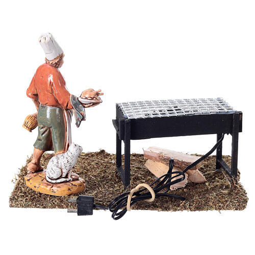 LED grill with chef figurine 10x15x10cm nativity scene 10-14 cm 4