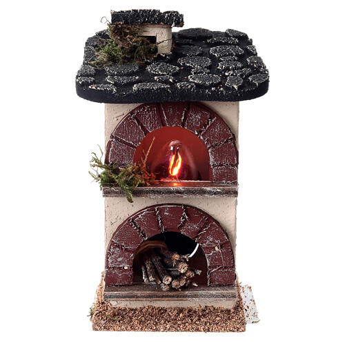 Forno a lenha com luz 15x10x10 cm presépio 14-16 cm 1