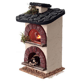 Brick oven with roof and light 15x10x10 cm nativity scene 14-16 cm