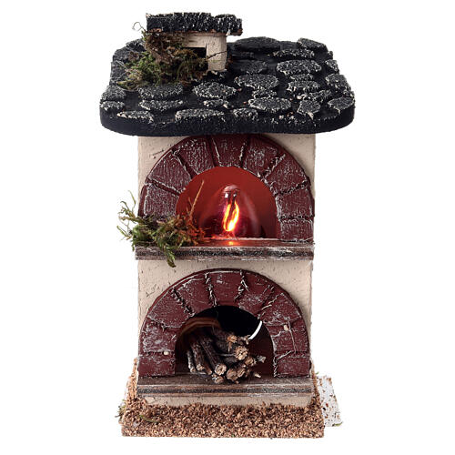 Brick oven with roof and light 15x10x10 cm nativity scene 14-16 cm 1