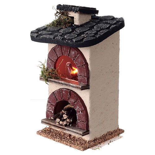 Brick oven with roof and light 15x10x10 cm nativity scene 14-16 cm 2