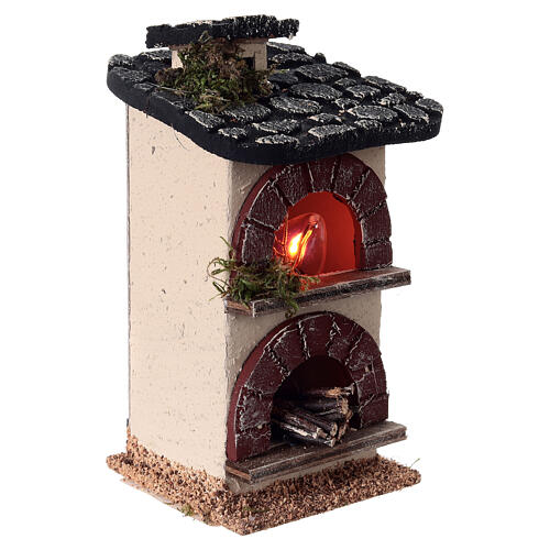 Brick oven with roof and light 15x10x10 cm nativity scene 14-16 cm 3