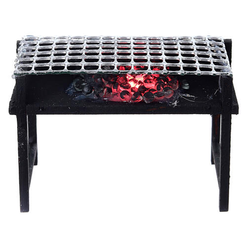 Miniature grill with LED light 3.5 V 5x10x5 cm nativity scene 8-10 cm 1