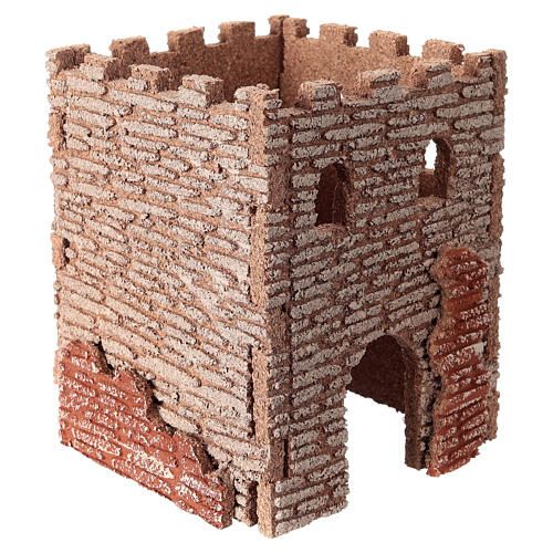 Burgturm aus Kork – 15 × 15 cm – Krippenzubehör 4