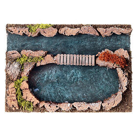 Rivière avec passerelle décor crèche 25x20 cm figurines 14-16 cm