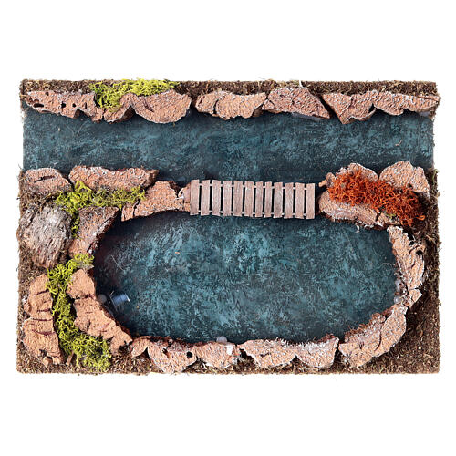 Fiume con passerella ambientazione presepe 25x20 cm figure 14-16 cm 2
