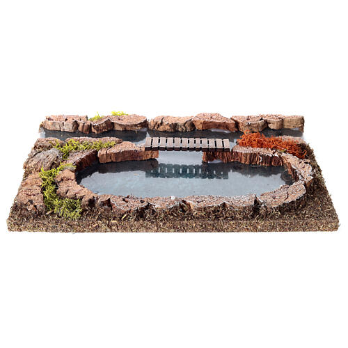Fiume con passerella ambientazione presepe 25x20 cm figure 14-16 cm 5