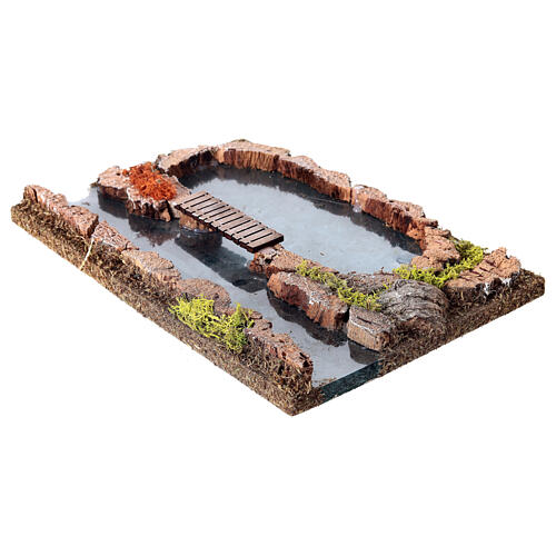 Rio com passarela cenário presépio 25x20 cm figuras 14-16 cm 4