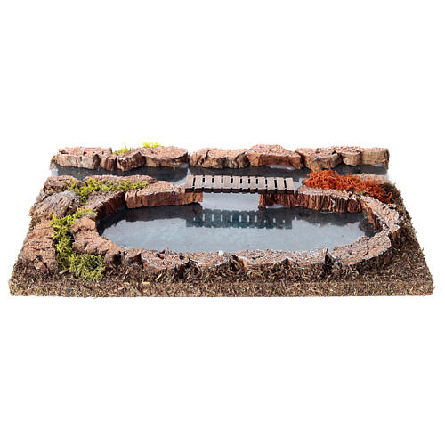 Rio com passarela cenário presépio 25x20 cm figuras 14-16 cm 5