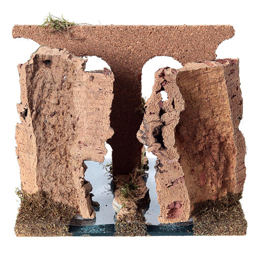 Double river with Roman aqueduct for Nativity Scene, 15x20x15 cm 5