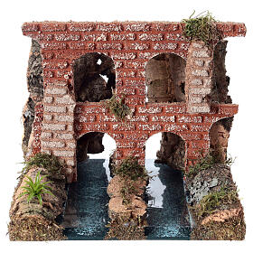 Rio duplo aqueduto romano para presépio 15x20x15 cm