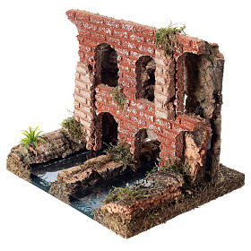 Rio duplo aqueduto romano para presépio 15x20x15 cm