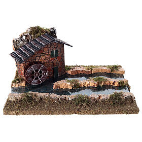 River section with watermill for 14-16 cm Nativity Scene, 15x25x20 cm