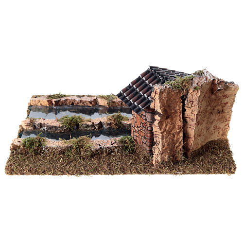 Stretch of river with faux water mill 15x25x20 cm nativity scene 14-16 cm 4