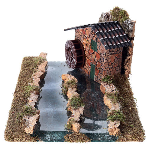 Stretch of river with faux water mill 15x25x20 cm nativity scene 14-16 cm 5