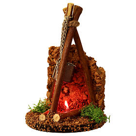 Fire 10x5 cm with battery-powered light 10 - 12 cm nativity scene
