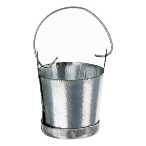 Secchio in metallo per presepe 10 - 12 cm con manico 3x3 cm 1