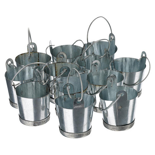 Secchio in metallo per presepe 10 - 12 cm con manico 3x3 cm 2