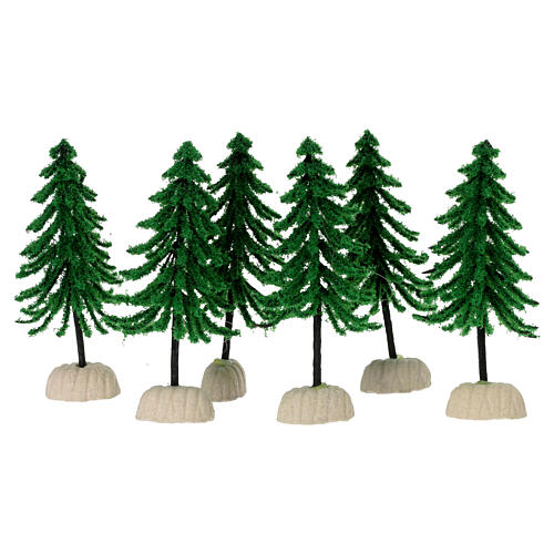 Pine tree figurine 12 cm dark green for nativity scene 8 - 6 cm 3