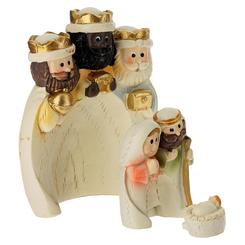 3-piece nativity scene in cream-colored resin 8x5x5 cm 2