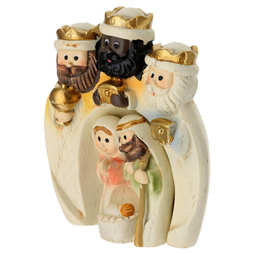 3-piece nativity scene in cream-colored resin 8x5x5 cm 4