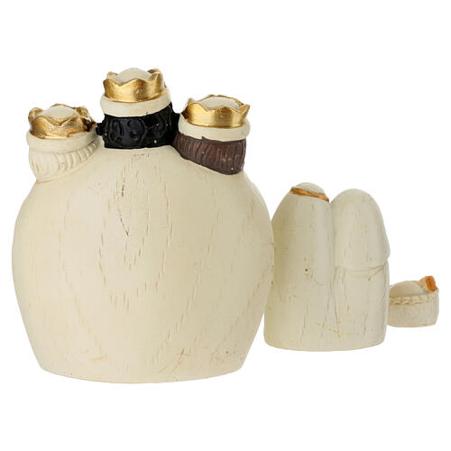 3-piece nativity scene in cream-colored resin 8x5x5 cm 5