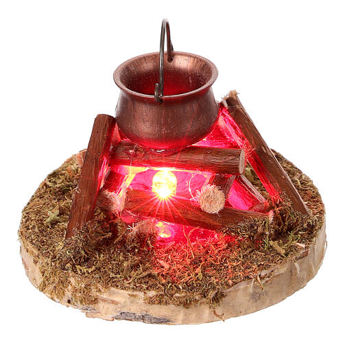 Miniature fire and pot 5 cm for nativity scene 10-12 cm 2