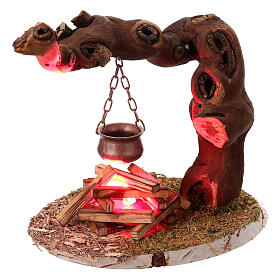 Tronco e fuoco 12 cm per presepe 10-12 cm
